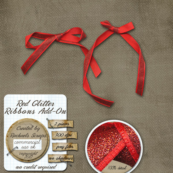 Red Glitter Ribbons Add On