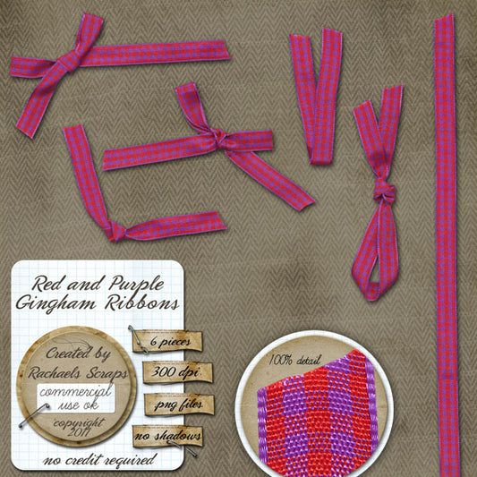 Red & Purple Gingham Ribbons