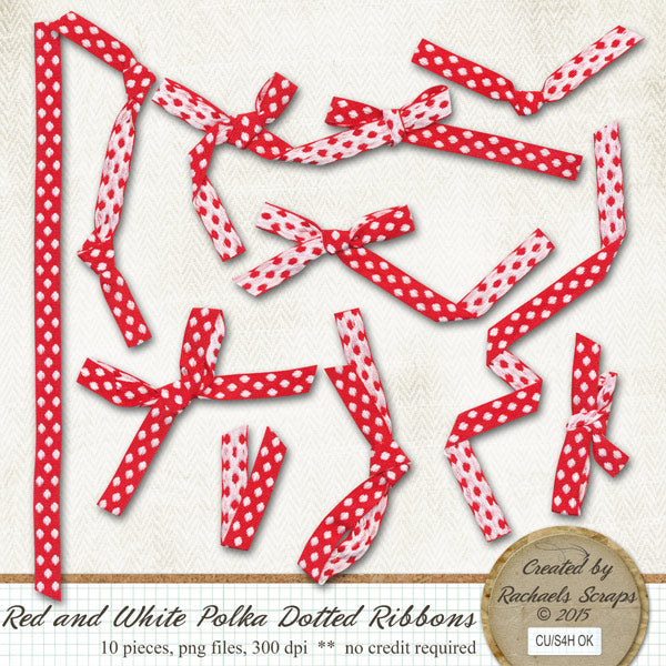 Red & White Polka Dotted Ribbons