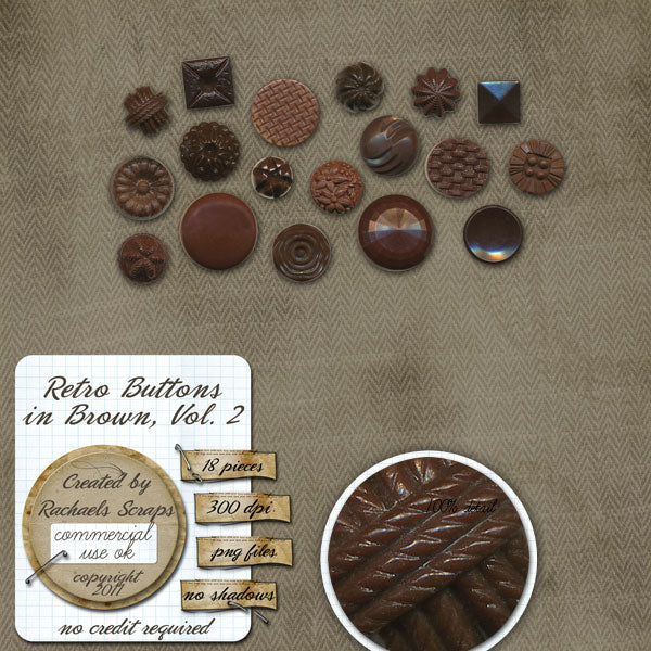 Retro Buttons in Brown, Volume 02