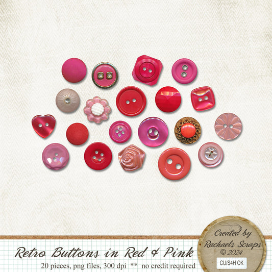 Retro Buttons in Red & Pink