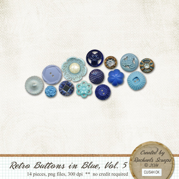 Retro Buttons in Blue, Volume 05