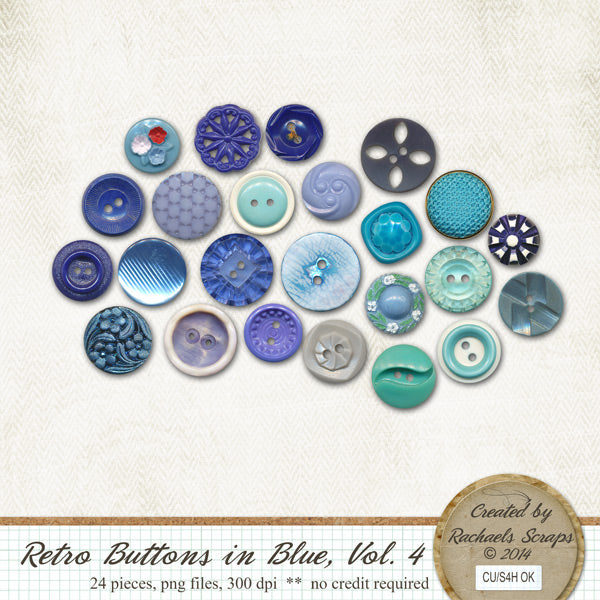 Retro Buttons in Blue, Volume 04