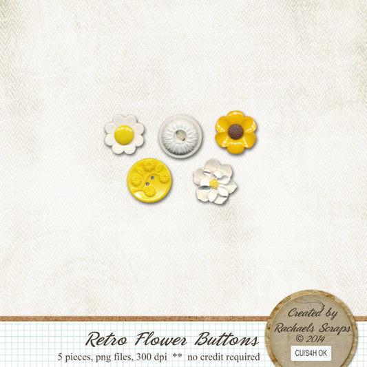 Retro Flower Buttons