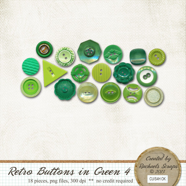 Retro Buttons in Green, Volume 04