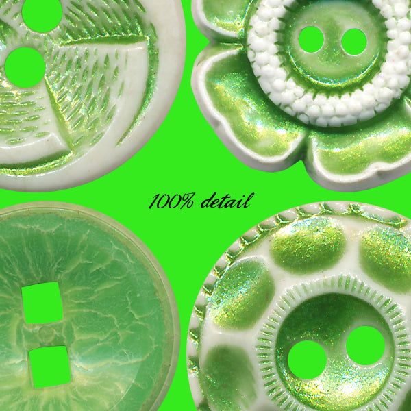 Retro Buttons in Lime & Mint