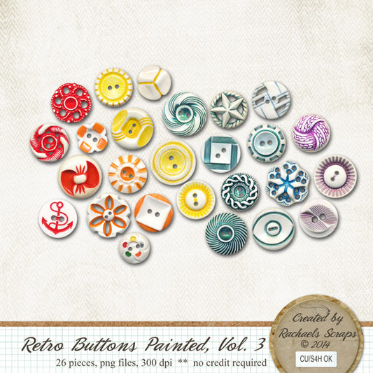 Retro Buttons Painted, Volume 03