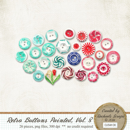 Retro Buttons Painted, Volume 08