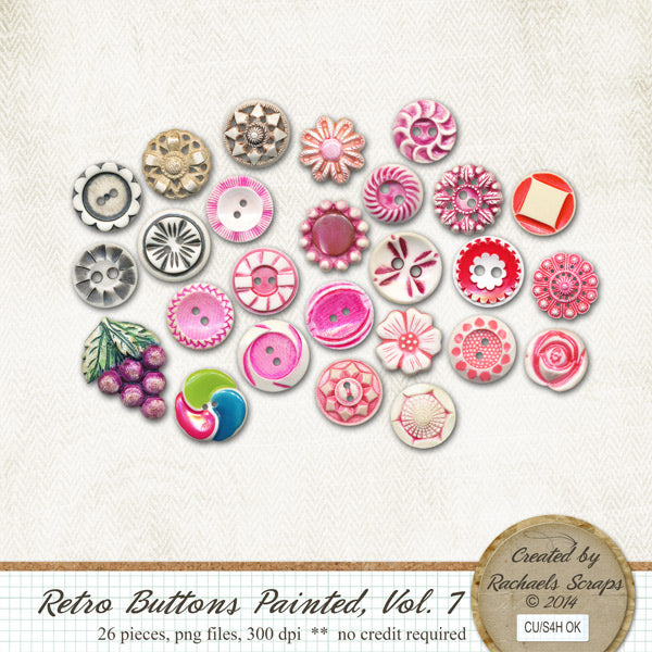 Retro Buttons Painted, Volume 07