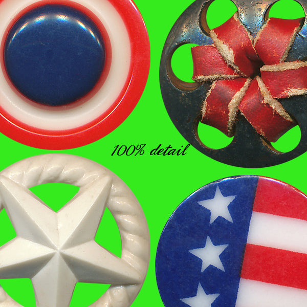 Retro Buttons in Red, White, & Blue