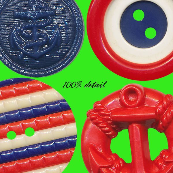 Retro Buttons in Red, White, & Blue