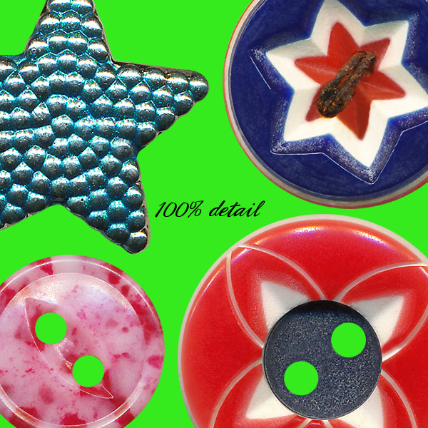 Retro Buttons in Red, White, & Blue