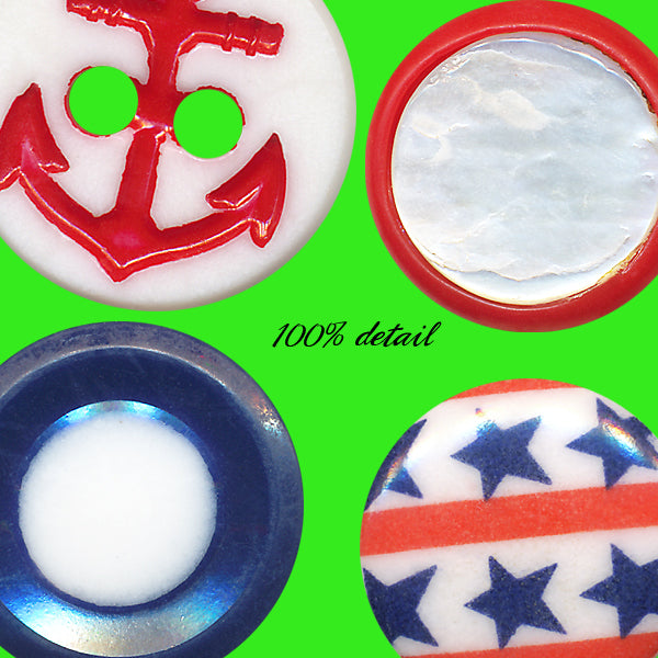 Retro Buttons in Red, White, & Blue