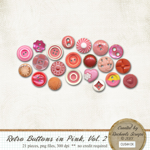 Retro Buttons in Pink, Volume 02