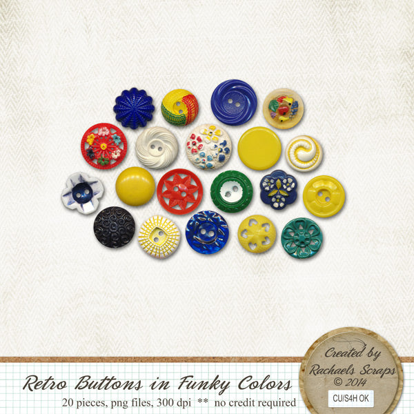 Retro Buttons in Funky Colors