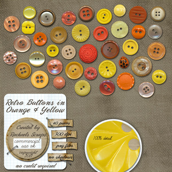 Retro Buttons in Orange & Yellow