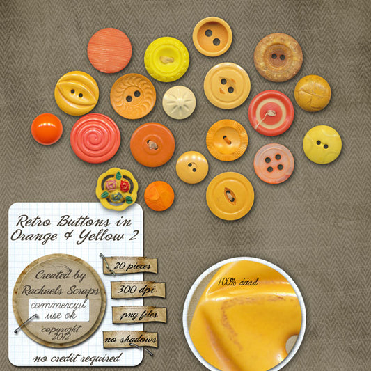 Retro Buttons in Orange & Yellow, Volume 02