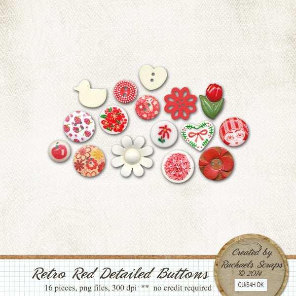 Retro Red Detailed Buttons