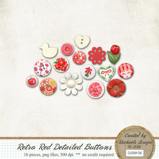 Retro Red Detailed Buttons