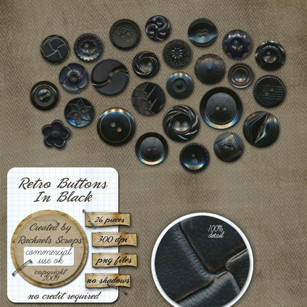 Retro Buttons in Black