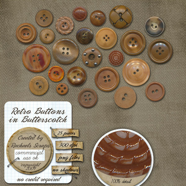 Retro Buttons in Butterscotch