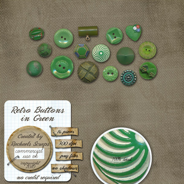 Retro Buttons in Green, Volume 01