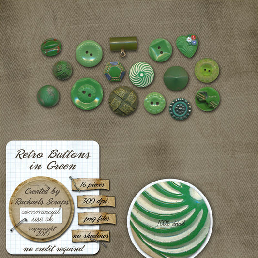 Retro Buttons in Green, Volume 01