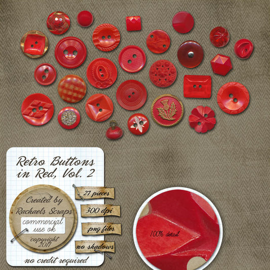 Retro Buttons in Red, Volume 02