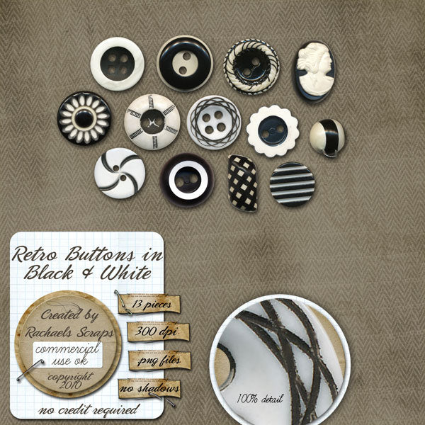 Retro Buttons in Black & White