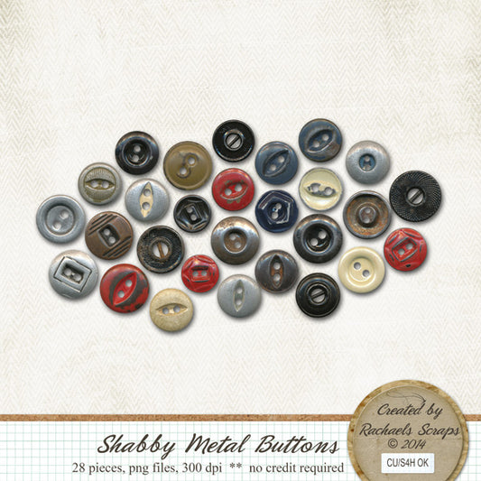 Shabby Metal Buttons, Volume 01