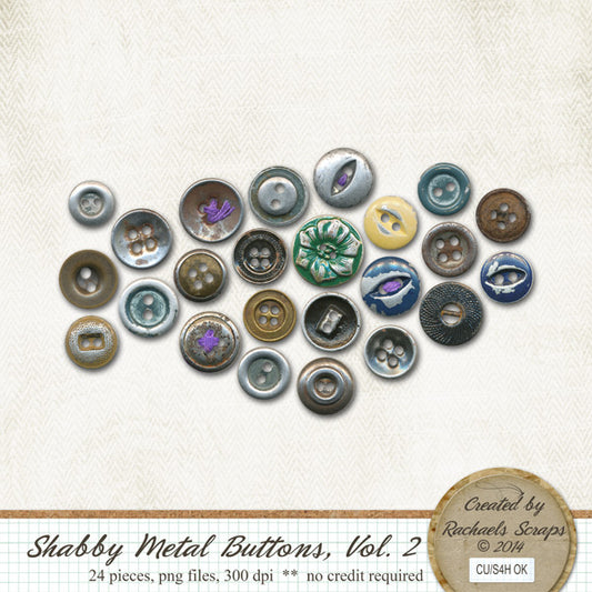 Shabby Metal Buttons, Volume 02