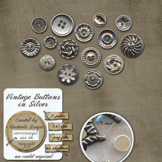 Vintage Buttons in Silver