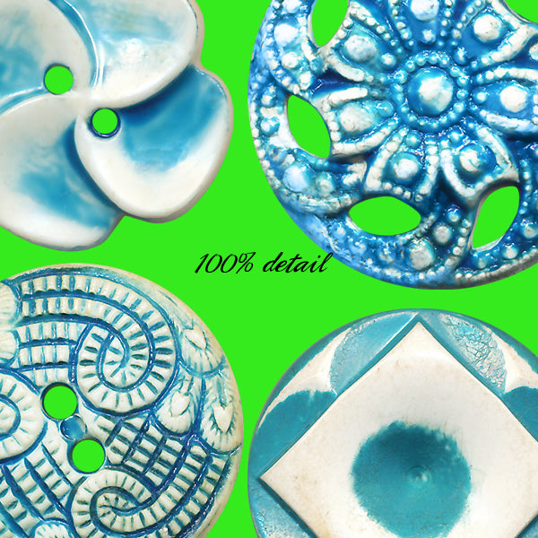 Vintage Buttons in Aqua