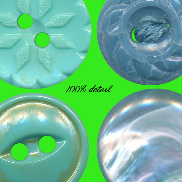 Vintage Buttons in Aqua