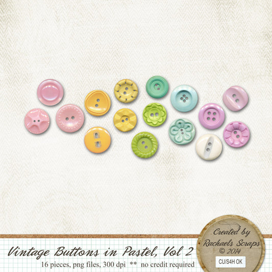 Vintage Buttons in Pastels, Volume 02