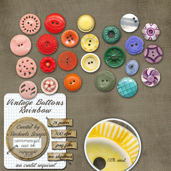 Vintage Buttons Rainbow, Volume 01