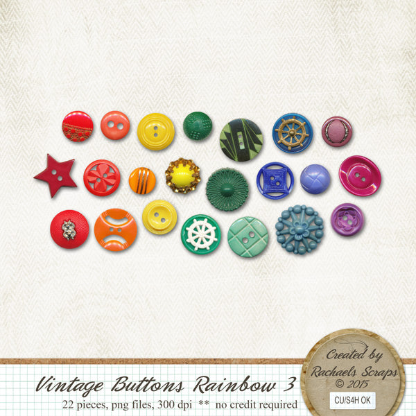 Vintage Buttons Rainbow, Volume 03