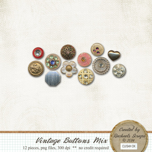 Vintage Buttons Mix, Volume 01