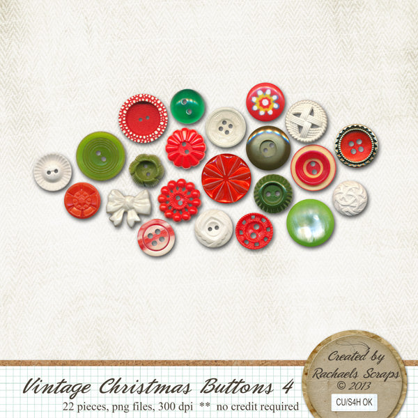 Vintage Christmas Buttons, Volume 04