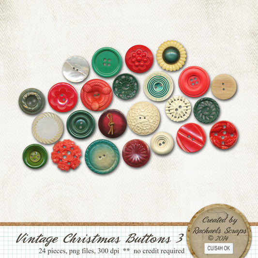 Vintage Christmas Buttons, Volume 03