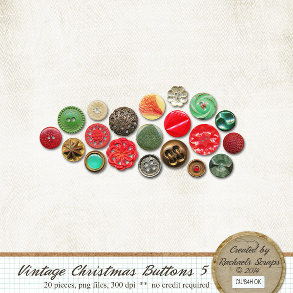 Vintage Christmas Buttons, Volume 05