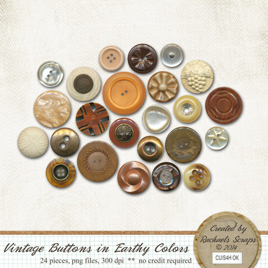 Vintage Buttons in Earthy Colors