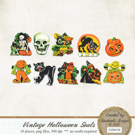 Vintage Halloween Seals