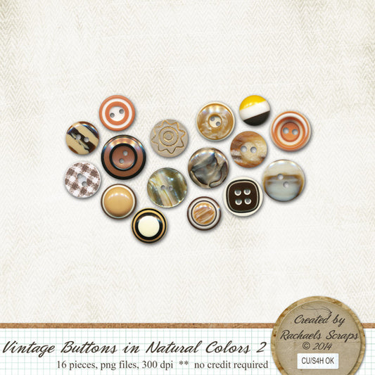 Vintage Buttons in Natural Colors, Volume 02