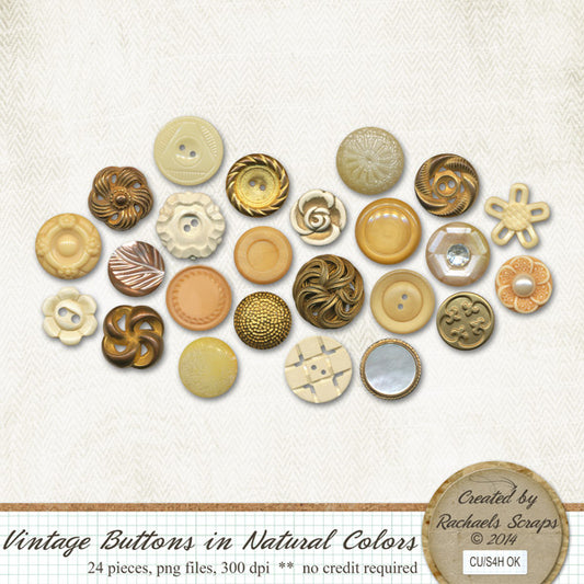 Vintage Buttons in Natural Colors