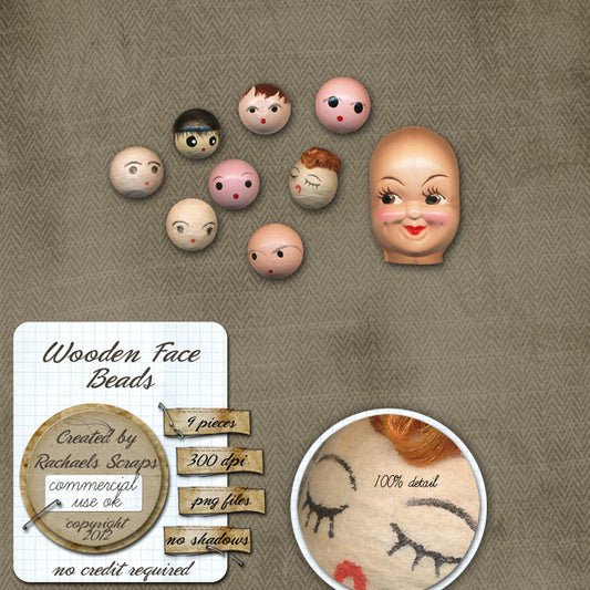 Wooden Face Beads