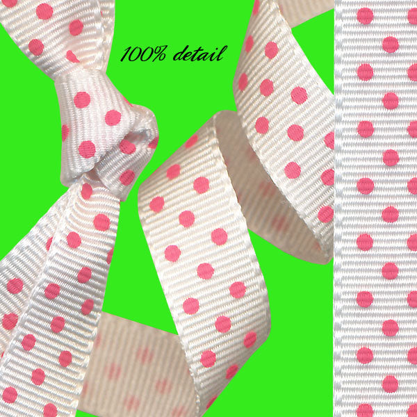 White Ribbons with Pink Polka Dots