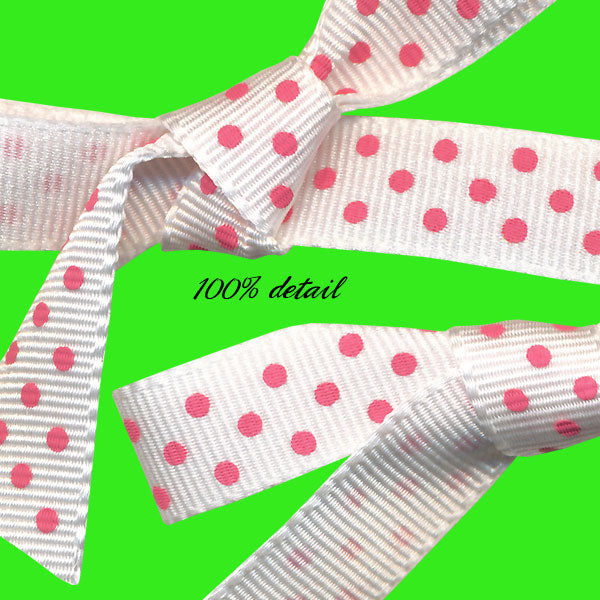 White Ribbons with Pink Polka Dots