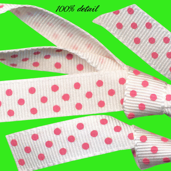 White Ribbons with Pink Polka Dots