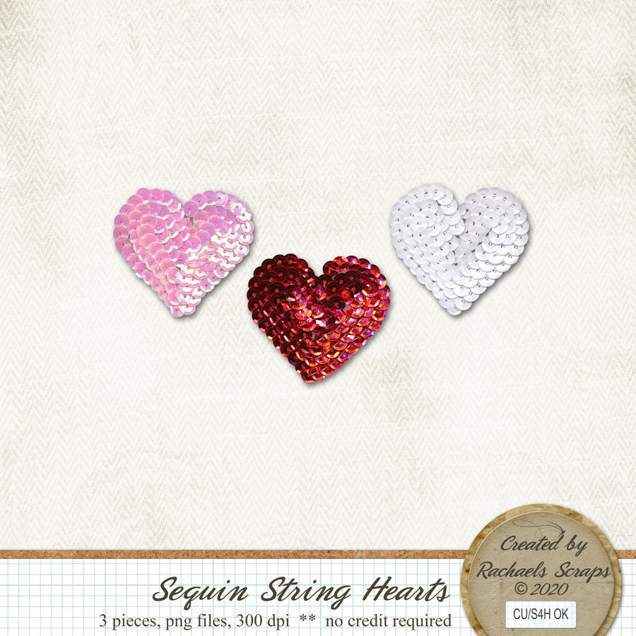 Sequin String Hearts